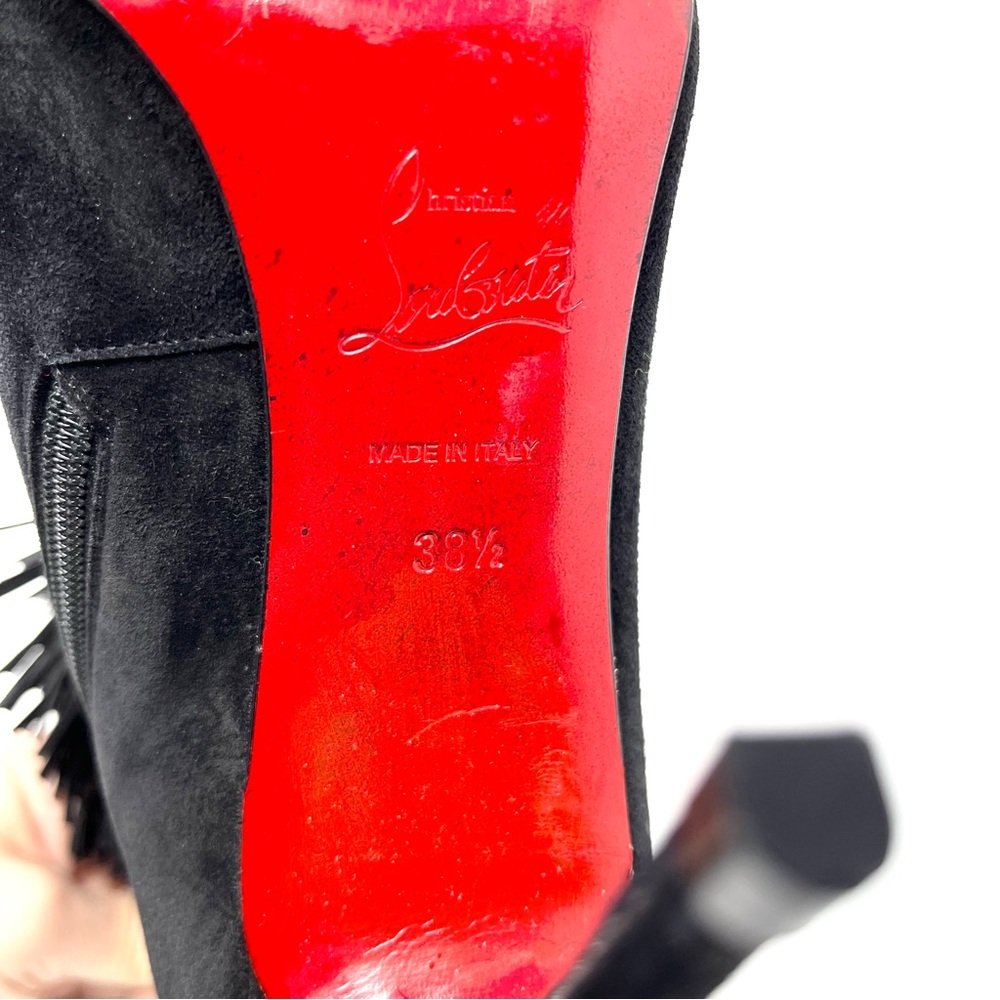 Christian Louboutin Ottocarl Black Suede Fringe Ankle Boots Booties 38.5 8.5 - Picture 11 of 14